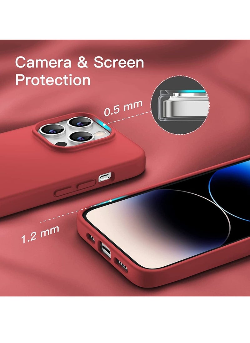 Raxoom Silicone Case for iPhone 14 Pro 6.1-Inch, Silky-Soft Touch Full-Body Protective Phone Case, Shockproof Cover with Microfiber Lining (Red) - Image 4