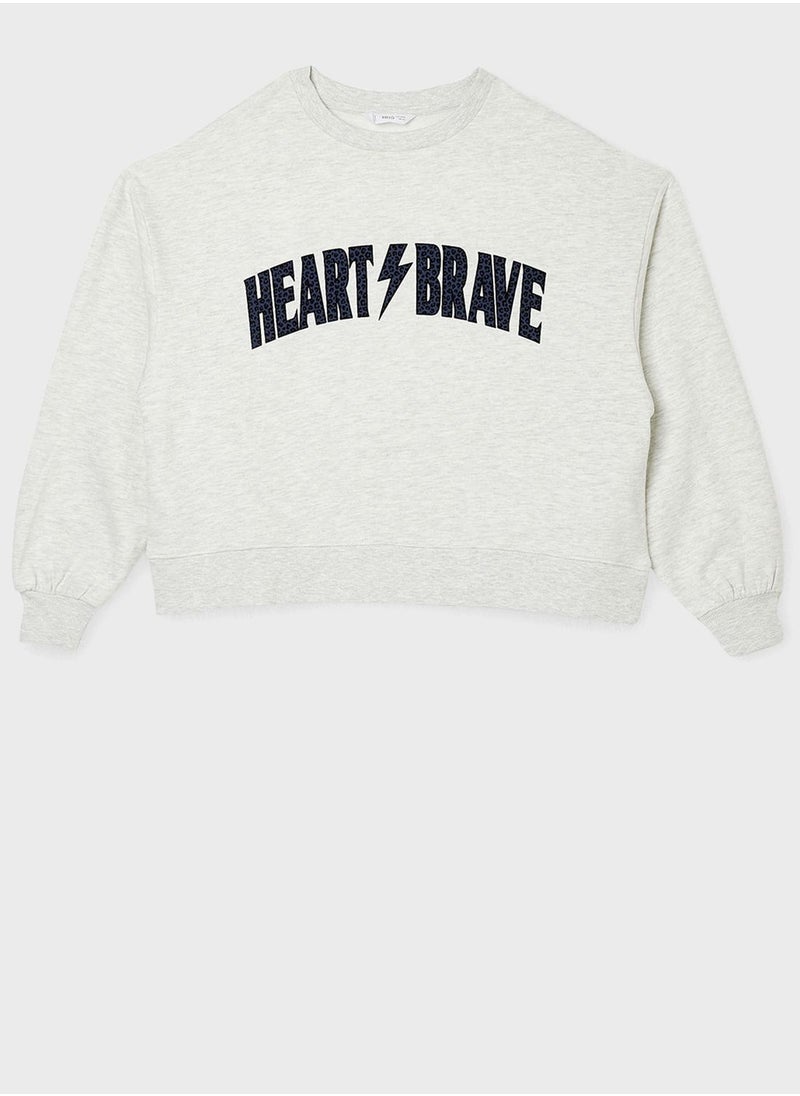 MANGO Youth Text Print Oversized Sweatshirt  - Image 1