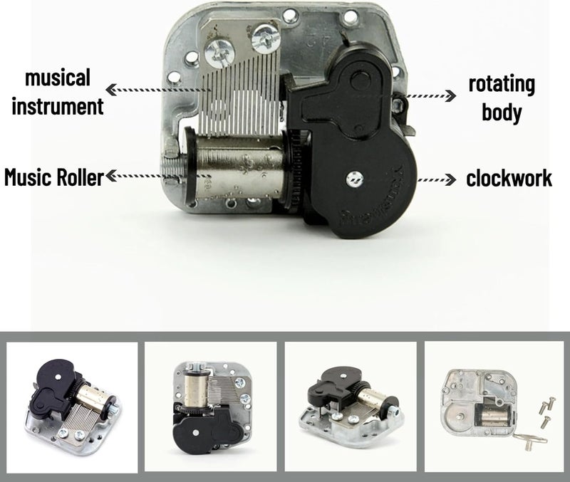 Gueiddi Store Music Box Mechanism, Happy Birthday 18 Note Musical Movement Clockwork Mechanism Replacement with Wind-Up for DIY Musical Boxes and Figurines (Happy Birthday) - Image 4