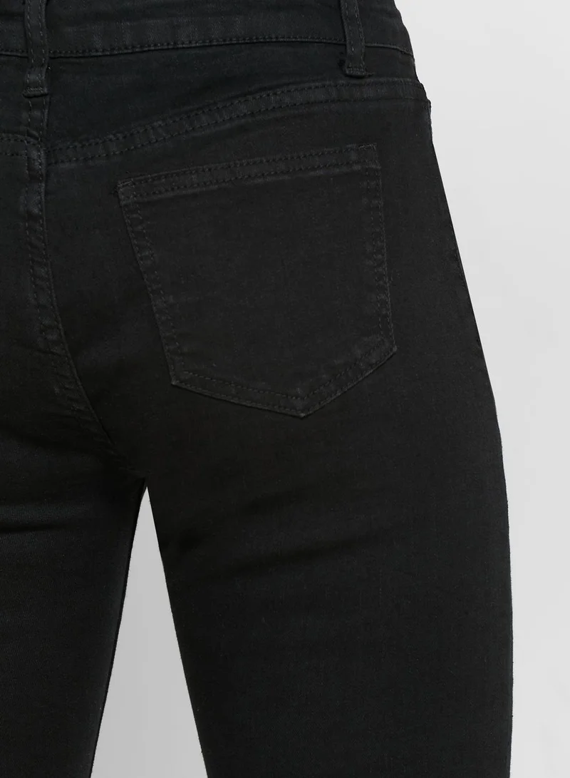 Ginger Button Fly Ripped Skinny Jeans