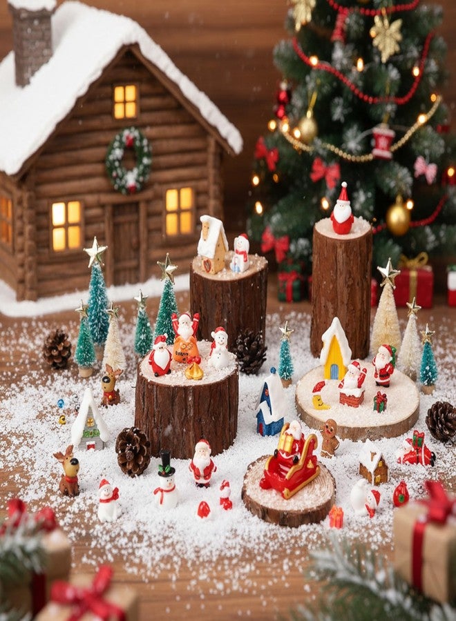 Roowest 150 Pcs Miniature Christmas Figurines for Snow Globe Kit DIY Crafts Mini Resin Ornaments with Santa Claus Stars Snowman Elk Reindeer Mini Christmas Trees Village Decorations - Image 3