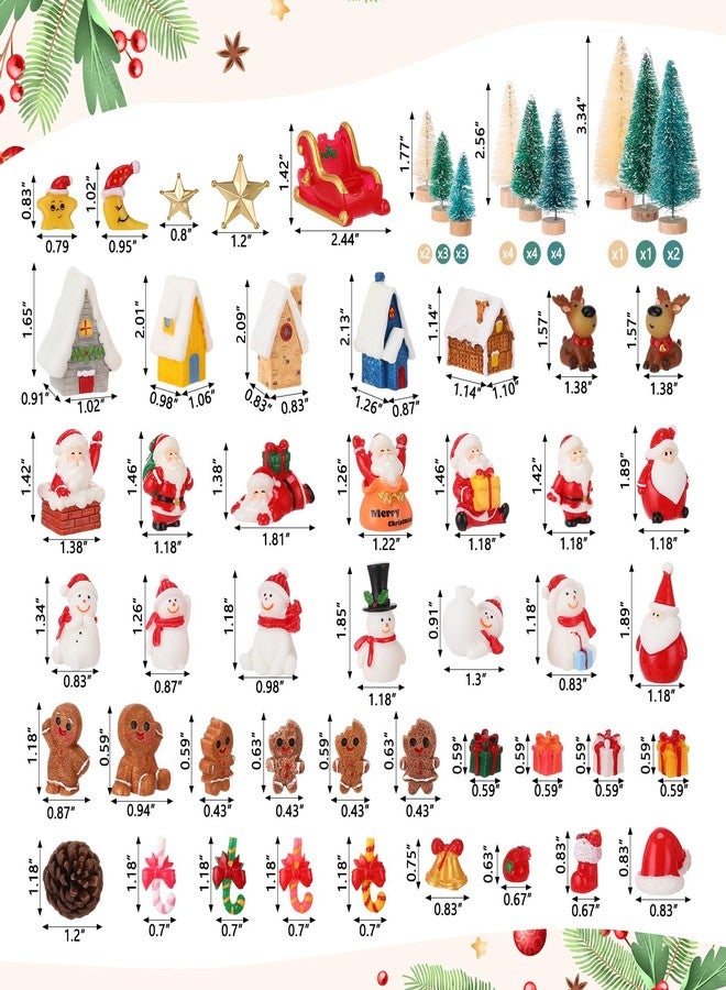 Roowest 150 Pcs Miniature Christmas Figurines for Snow Globe Kit DIY Crafts Mini Resin Ornaments with Santa Claus Stars Snowman Elk Reindeer Mini Christmas Trees Village Decorations - Image 2