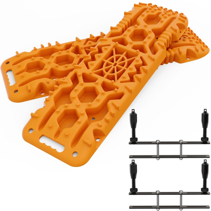 ALLTOP Traction Boards with Buildin Jack Base 2PCS Recovery Boards Mounting Kit for Overlanding 4th Gen Orange