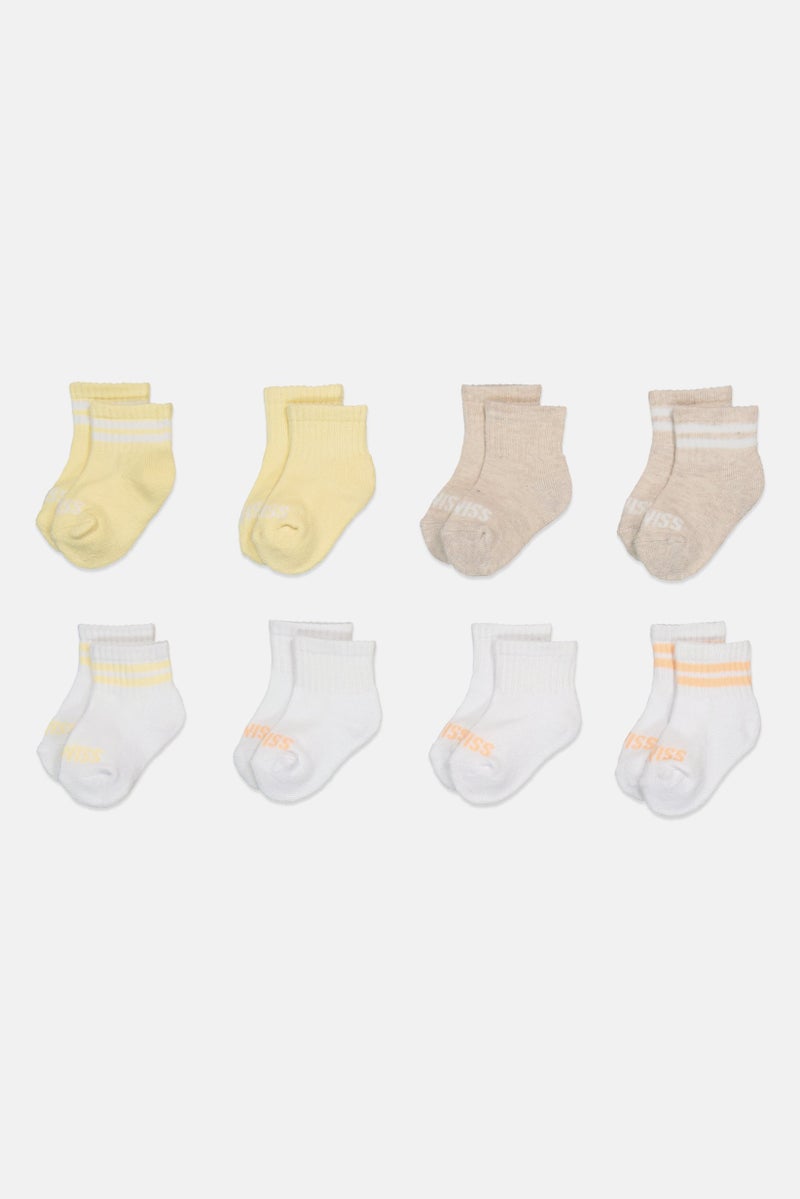 K-SWISS Toddlers Girl 8 Pairs Brand Logo Quarter Socks, Multicolor - Image 3