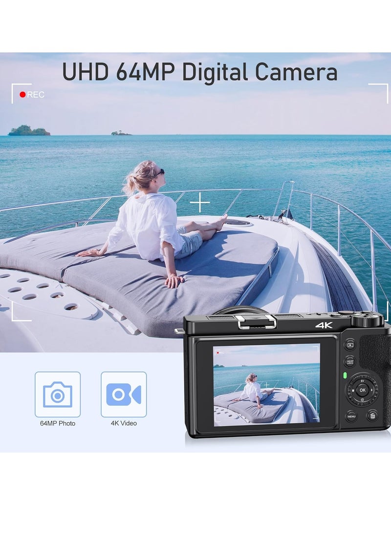 General - Photographic camera, 4K 64MP digital camera, 12x optical vlog camera for YouTube, one-click ready-to-shoot digital camera, autofocus camera, travel camera - Image 1