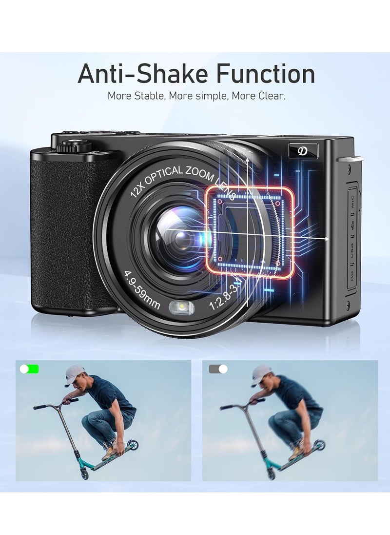 General - Photographic camera, 4K 64MP digital camera, 12x optical vlog camera for YouTube, one-click ready-to-shoot digital camera, autofocus camera, travel camera - Image 1
