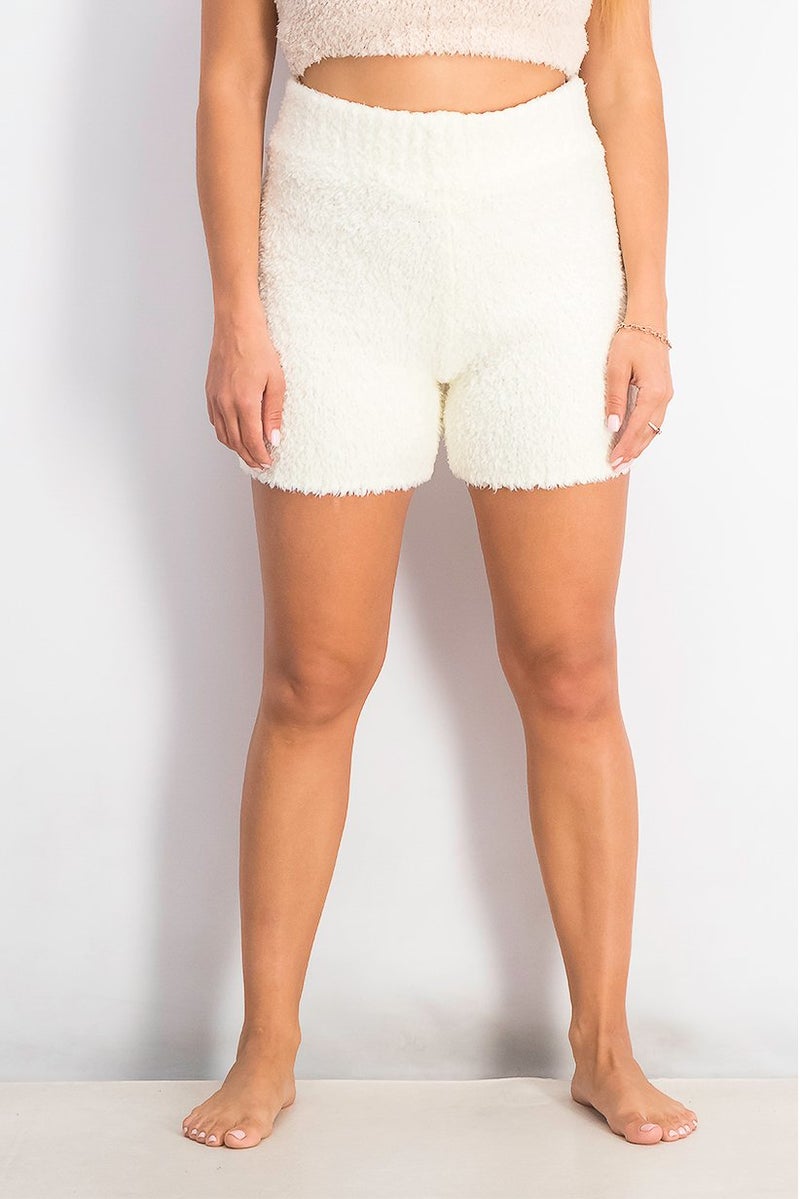 XOXO شورتات نسائية مريحة من نسيج محبوك، عاجي - Image 1