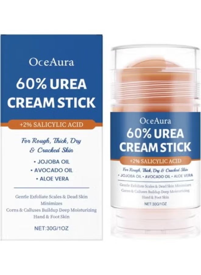 OceAura 60% Urea with 2% Salicylic Acid Urea Foot Care Stick | Moisturizing Balm for Cracked Heels & Rough Skin | With Jojoba Oil & Shea Butter & Avocado oil & Aloe Vera | Exfoliate & Nourish - Image 1