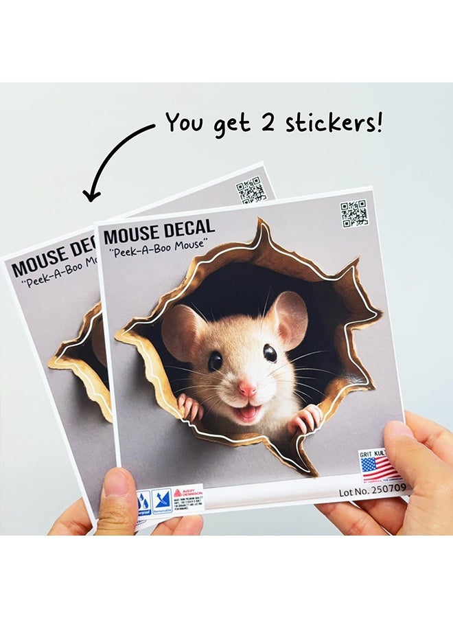Removable Peek A Boo Mouse in Mouse Hole Decal Sticker 5.1inch with 3D Effect. Mouse Hole in The Wall Sticker,Wall Decoration, Funny Gift, Potty Training, Prank - Image 5