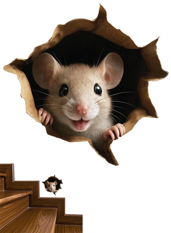 Removable Peek A Boo Mouse in Mouse Hole Decal Sticker 5.1inch with 3D Effect. Mouse Hole in The Wall Sticker,Wall Decoration, Funny Gift, Potty Training, Prank - Image 1
