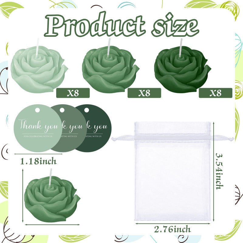 Treela 24 Set Flower Candles Wedding Favor for Guests Mini Sage Green Rose Shaped Tealight Candles for Return Gift Wedding Birthday Bridal Shower Housewarming Party - Image 4
