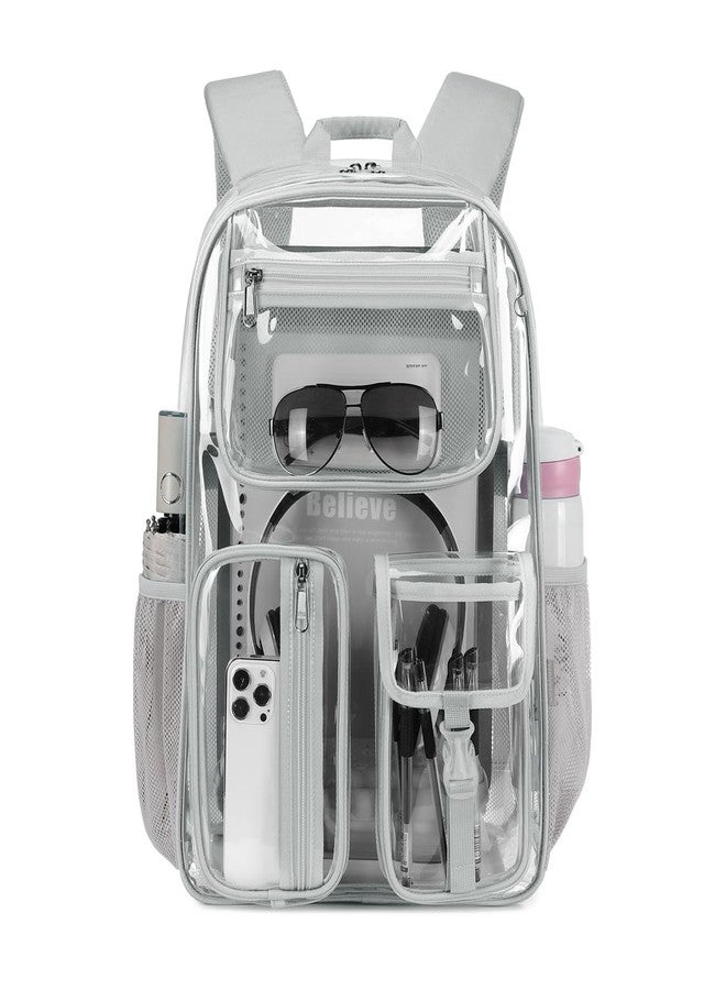 Cusangel Heavy Duty Clear Backpack,16.5 x12 x5inch TPU Large Capacity See Through Backpack for Sport Events,Travel, Grey, 16.5in, Grey Clear Backpack - Image 1
