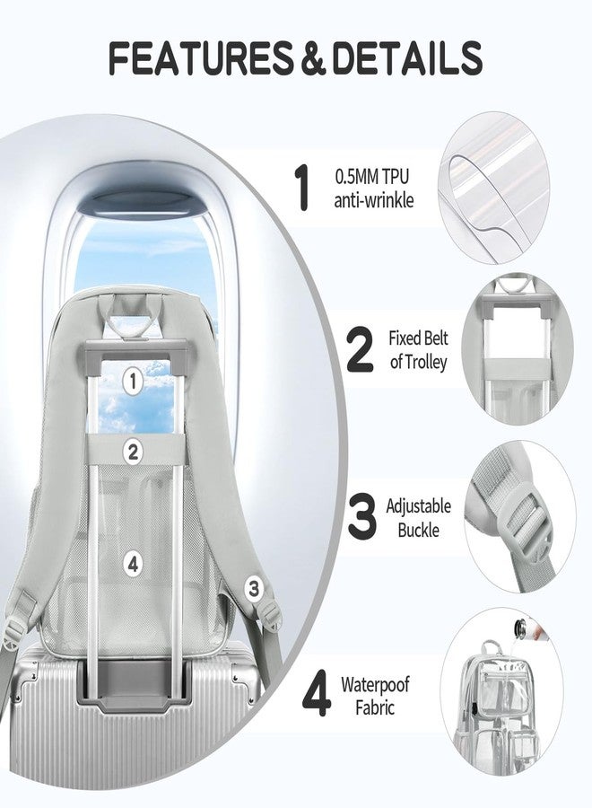 Cusangel Heavy Duty Clear Backpack,16.5 x12 x5inch TPU Large Capacity See Through Backpack for Sport Events,Travel, Grey, 16.5in, Grey Clear Backpack - Image 3