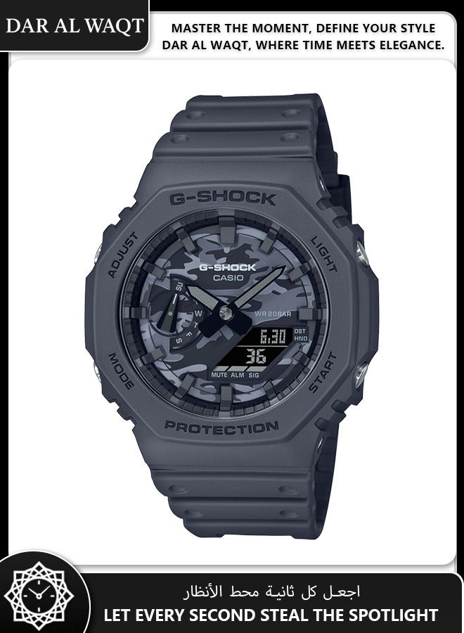 Casio G-Shock GA-2100CA-8A Camo Edition - Original G-Shock Camouflage Dial, Urban to Outdoor Watch, Shock Resistant, Digital-Analog Display