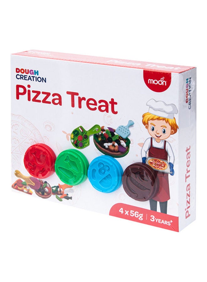 Moon Dough Creation Pizza Treat – Educational Playdough for Kids with Cutters Tools – NonToxic Modeling Clay for 3+ Years – DIY Clay Toys and Accessories for Birthday Party – 4 x 56g - Image 1