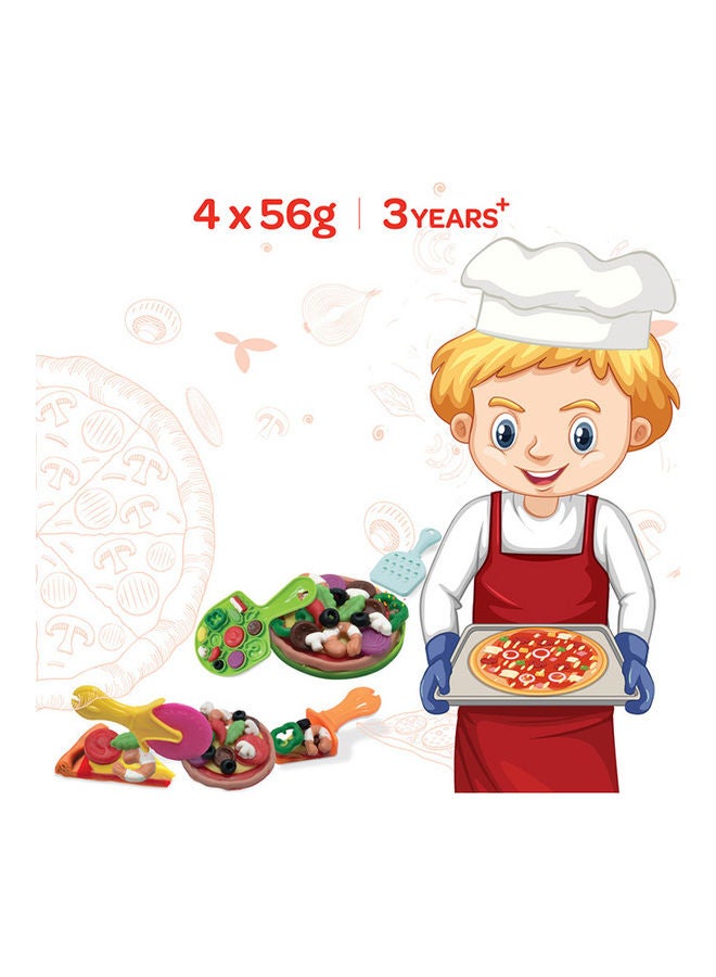 Moon Dough Creation Pizza Treat – Educational Playdough for Kids with Cutters Tools – NonToxic Modeling Clay for 3+ Years – DIY Clay Toys and Accessories for Birthday Party – 4 x 56g - Image 3
