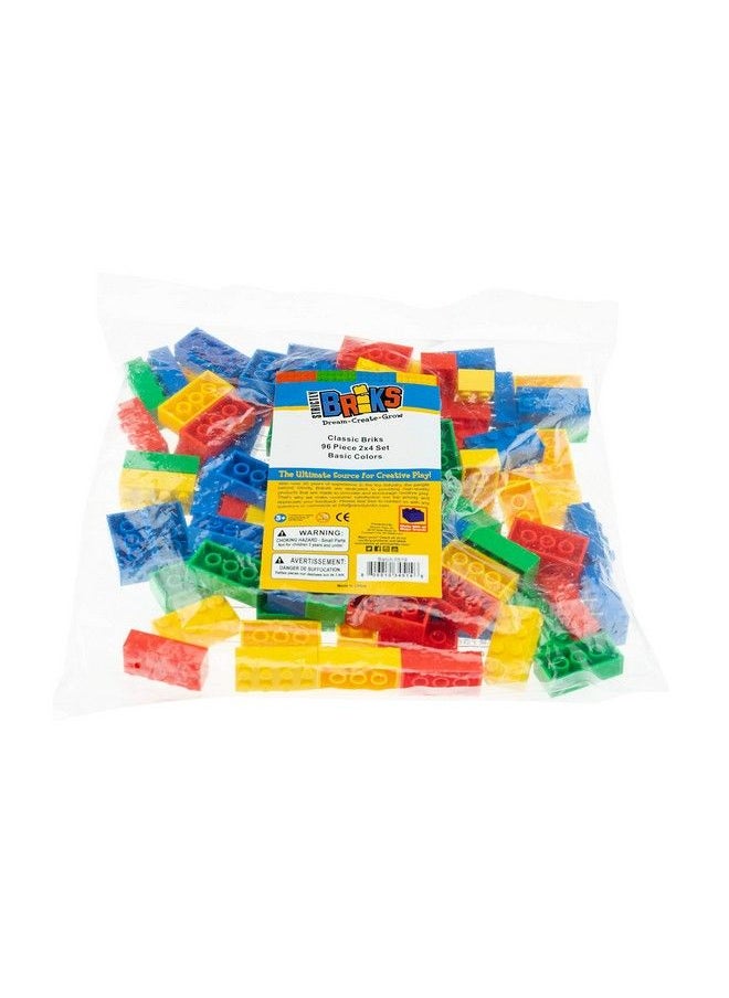 Strictly Briks - مجموعة ألعاب بناء كتلة 2X4 زرقاء وخضراء وحمراء وصفراء الكلاسيكية لبنات البناء للإبداع للأطفال 96 قطعة - Image 1