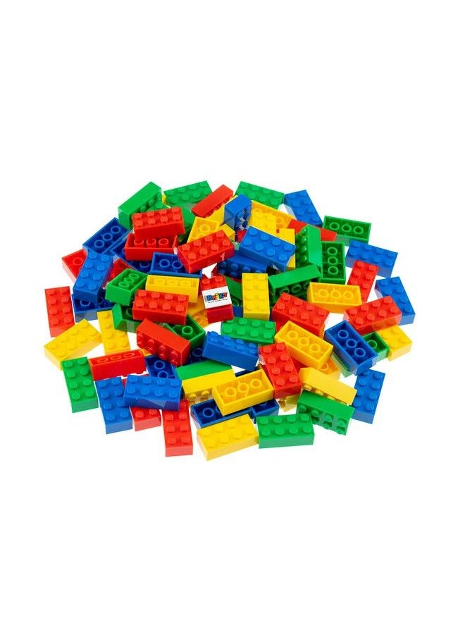 Strictly Briks - مجموعة ألعاب بناء كتلة 2X4 زرقاء وخضراء وحمراء وصفراء الكلاسيكية لبنات البناء للإبداع للأطفال 96 قطعة - Image 1