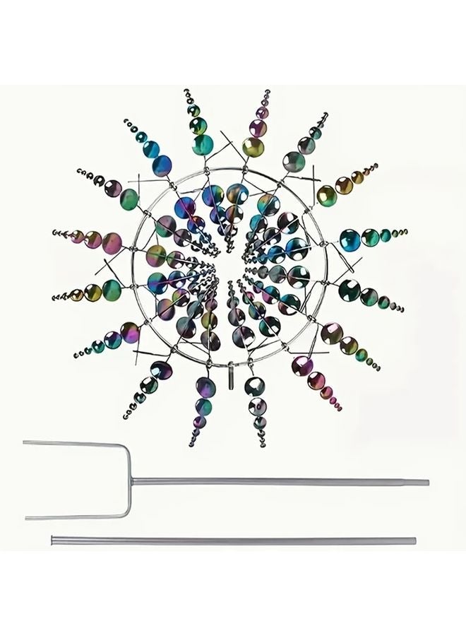 Blue 360 Degree Rotating Metal Windmill 3D Ornate Design Garden Lawn Yard Decor - Image 3