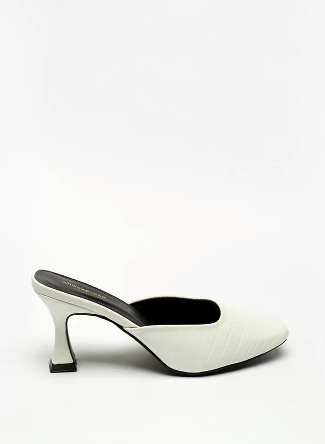 shoexpress Women Textured Slip-On Mules with Stilleto Heels