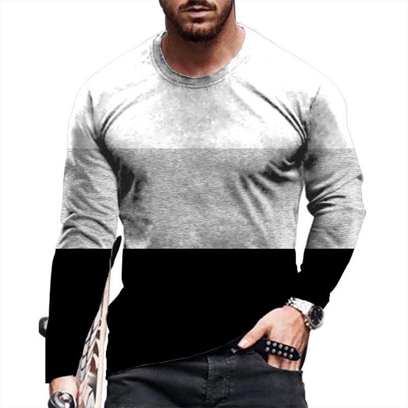 T-Shirt Men'S 2021 New Long-Sleeved Round Neck Daily Casual Men'S Pullover T-Shirt - Image 2