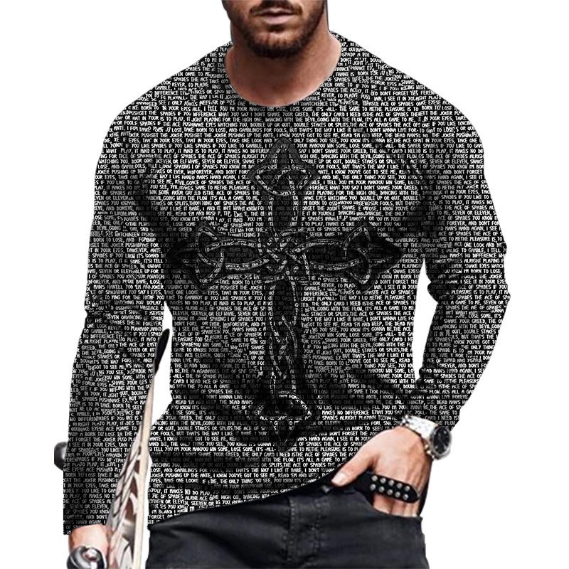 T-Shirt Men'S 2021 New Long-Sleeved Round Neck Daily Casual Men'S Pullover T-Shirt - Image 1