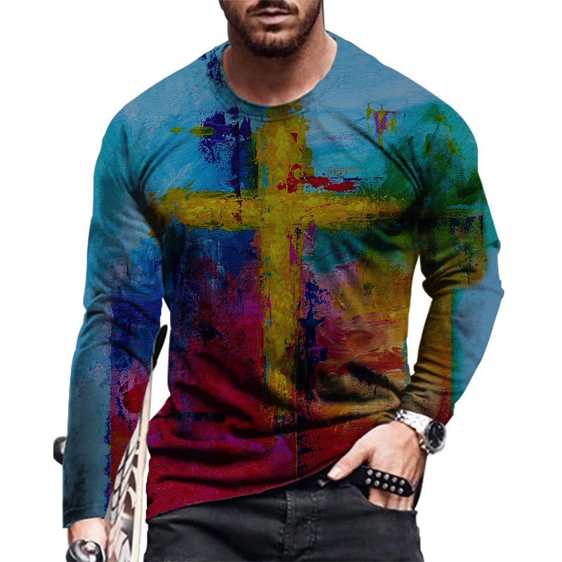 T-Shirt Men'S 2021 New Long-Sleeved Round Neck Daily Casual Men'S Pullover T-Shirt - Image 4