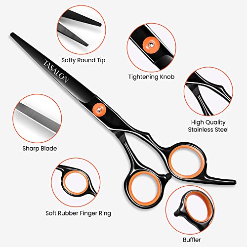 TASALON Hair Cutting Scissors Kit Allin1 Set of Hair Cutting Scissors Professional Hair Shears Thinning Scissor Hair Comb Neck Duster in Leather Bag Haircut Scissor Kit - Image 5