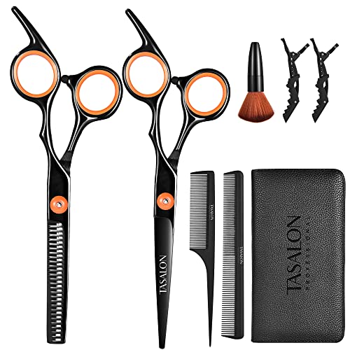 TASALON Hair Cutting Scissors Kit Allin1 Set of Hair Cutting Scissors Professional Hair Shears Thinning Scissor Hair Comb Neck Duster in Leather Bag Haircut Scissor Kit - Image 2