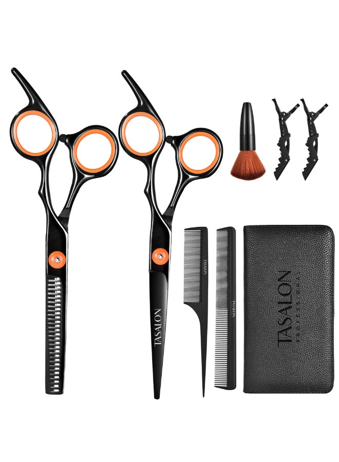TASALON Hair Cutting Scissors Kit Allin1 Set of Hair Cutting Scissors Professional Hair Shears Thinning Scissor Hair Comb Neck Duster in Leather Bag Haircut Scissor Kit - Image 3