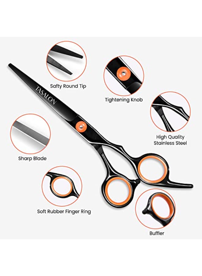 TASALON Hair Cutting Scissors Kit Allin1 Set of Hair Cutting Scissors Professional Hair Shears Thinning Scissor Hair Comb Neck Duster in Leather Bag Haircut Scissor Kit - Image 4