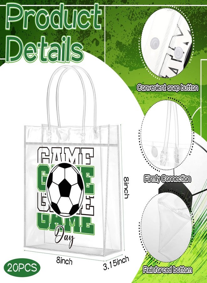 Wesnoy 20 Pcs Soccer Party Favor Soccer Goodie Gifts Bags with Handles Reusable Sport Themed Treat Bags for Candy Birthday Party Supplies 8 x 8 x 3.15'' - Image 3