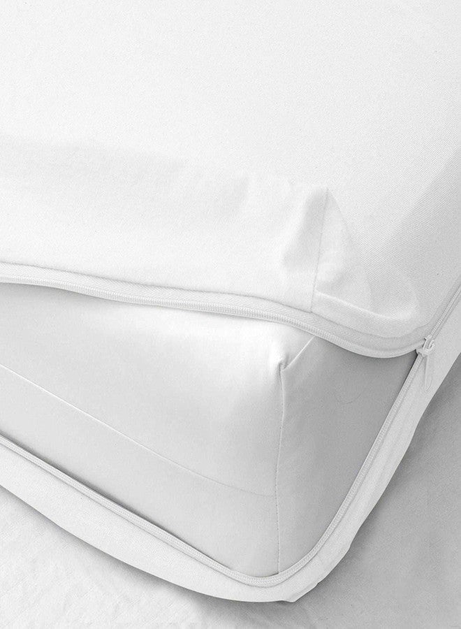 SKY BEDDINGS ملاءة سرير بسحاب - مقاس مزدوج، جيب عميق 8 بوصات، ملاءة سفلية من الألياف الدقيقة المصقولة بجودة فندقية، ناعمة وخالية من التجاعيد، مقاومة للانكماش والبهتان، ملاءة واحدة فقط (أبيض) - Image 1