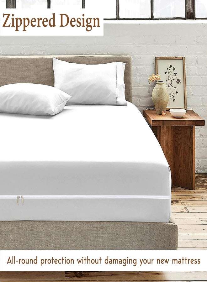 SKY BEDDINGS ملاءة سرير بسحاب - مقاس مزدوج، جيب عميق 8 بوصات، ملاءة سفلية من الألياف الدقيقة المصقولة بجودة فندقية، ناعمة وخالية من التجاعيد، مقاومة للانكماش والبهتان، ملاءة واحدة فقط (أبيض) - Image 3
