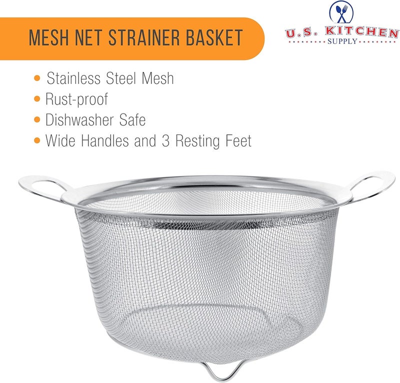U.S. Kitchen Supply Stainless Steel Colander Strainer Basket - 3-Quart Colander with Resting Feet & Handles - Wide Rim Sieve, Stainless Steel Strainers and Colanders for Kitchen - Image 3