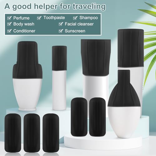 NACHLYNN 10 Pack Silicone Bottle Covers Black Silicone Travel Size Container Sleeves Travel Bottle Covers Reusable Travel Sleeves for Toiletries for Men Women Travel Toiletry Bag Accessories - Image 3