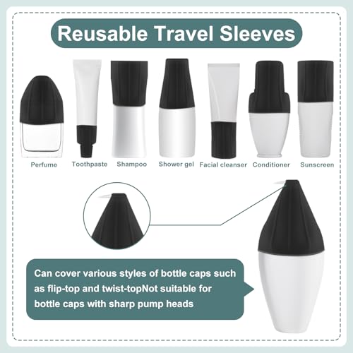 NACHLYNN 10 Pack Silicone Bottle Covers Black Silicone Travel Size Container Sleeves Travel Bottle Covers Reusable Travel Sleeves for Toiletries for Men Women Travel Toiletry Bag Accessories - Image 5