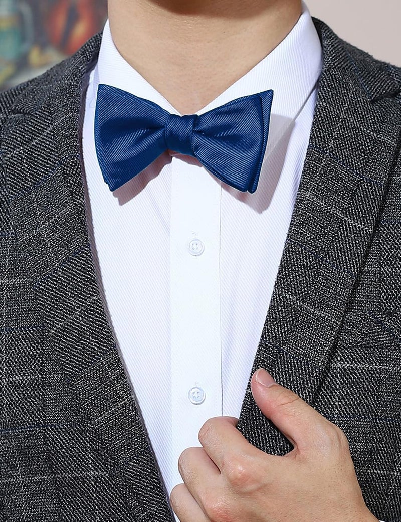 pensee Mens Solid Bowtie Woven Self Tie Bow Ties Tuxedo & Wedding Bowties - Image 2