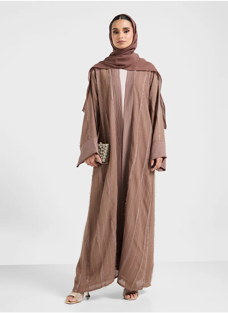 hayas closet Open Front Flared Sleeve Abaya