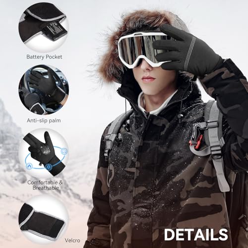 Savior Heated Glove Liners,Electric Heated Thin Gloves with Remaining Power Display,Rechargeable Hand Warmers,Suitable for Winter Driving,Typing,Running - Image 4