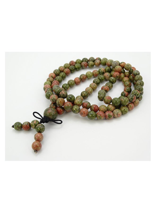 Generic Handmade Multi-Purpose Rosary with 108 Beads Size 6mm Made of Natural Unakite Stones and Elastic String  - Image 1