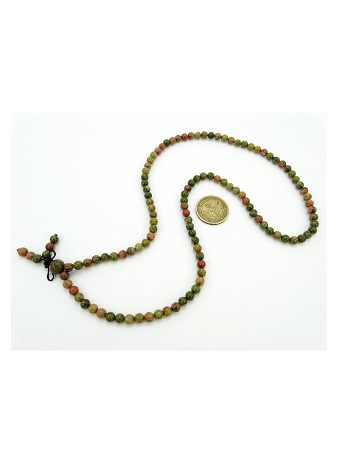Generic Handmade Multi-Purpose Rosary with 108 Beads Size 6mm Made of Natural Unakite Stones and Elastic String  - Image 2