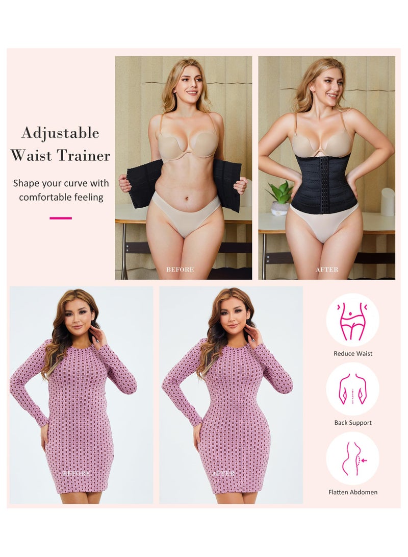 SOLARAE Waist Trainer for Women Underbust Waist Cincher Shapewear Corset Sport Girdle Hourglass Body Shaper Tummy Control Plus Size Waist Trainers for Women Belly Trimmer Corset Girdle L - Image 4