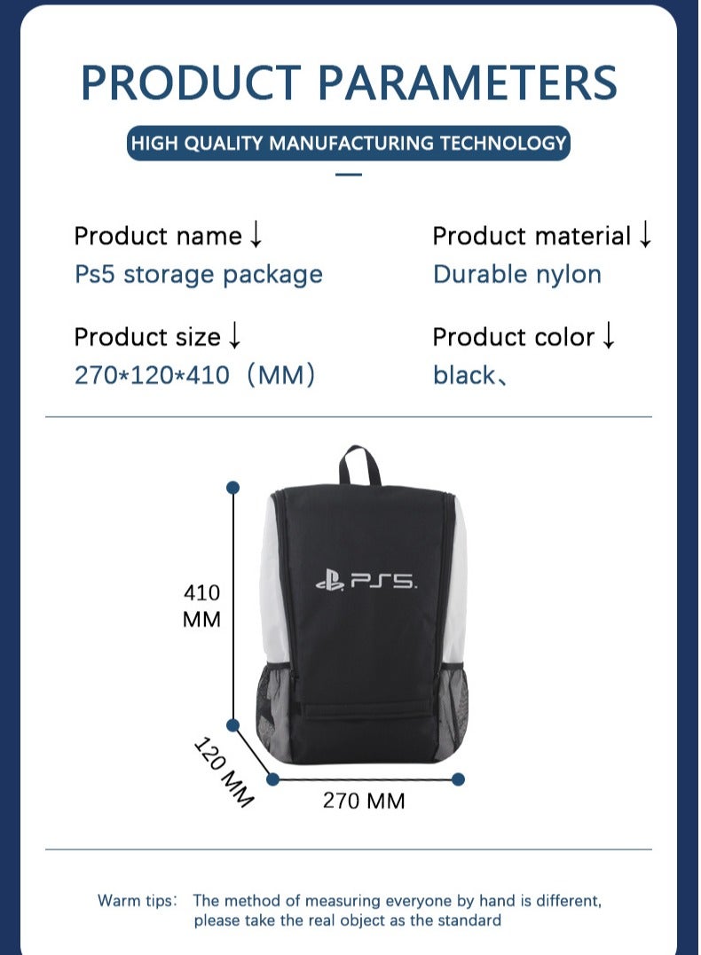 PS5 Game Console Backpack - Carrying Case for PS5 Suitable for Travel Suitcase Compatible with Playstation 5 Console and Accessories - PS5 Adjustable Handle Bag with Strap (Black)  - Image 5