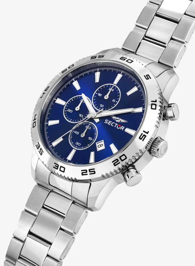 Sector 270 Collection Men's Chronograph Analog Watch - Blue Sunray Dial, 45mm Stainless Steel Case, Silver Stainless Steel Bracelet, Quartz - R3273778011