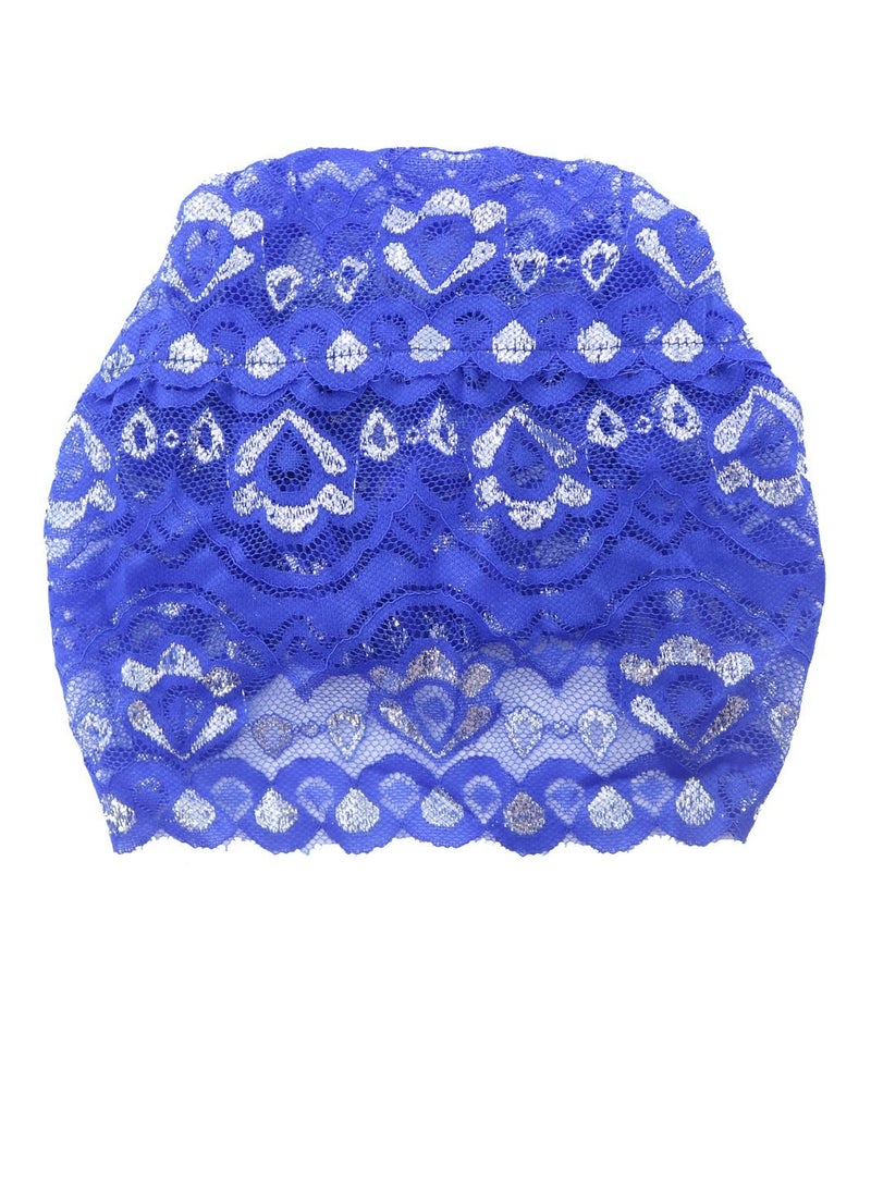 Loquat - Women's Solid Color Shiny Lace Hijab Inner Cap Blue - Image 1
