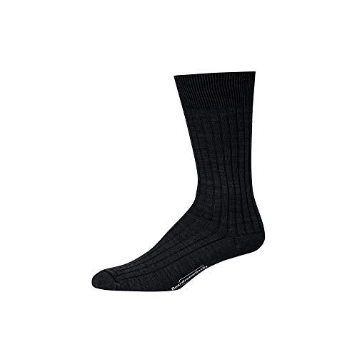 BoardroomSocks Merino Wool Mid-Calf Dress Socks for Men, Ribbed Dress Socks, Black - Image 1