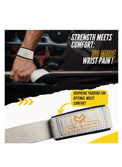 Maverick Straps Padded Weight Lifting Gym Straps For Wrist Support, 25" In Length| Gym Accessories For Men And Women - Deadlift Straps Gym Straps For Improved Grip And Wrist Support- Perfect For Weightlifting And Deadlifts| Free Size | Off-White Color  - Image 5