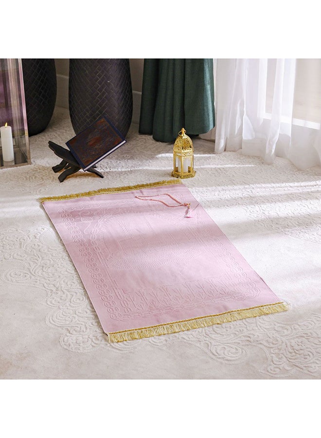 Danube Home Janamaz Embossed Prayer Mat with Beads - Pink - 70x110 cm | Polyester Prayer Mat For Prayer Room - Image 5