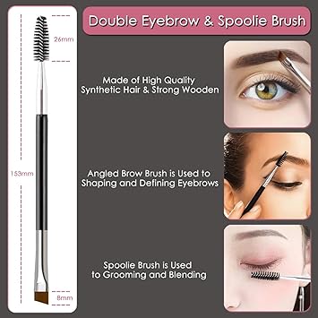 KINGMAS Eyebrow Brush Fine Eyeliner Brush Eyelash Separator Brow Comb Lash Spoolie Brush Steel Mascara Comb Grooming Makeup Tool 5Pcs Set - Image 2